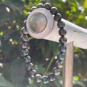 8mm Green Pyrite Stretch Bead Bracelet